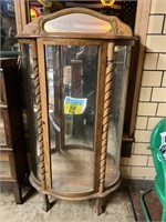 Oak curved front china cabinet