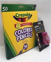 New 50pc Crayola Colored Pencils & New Sharpener
