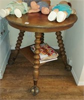 ANTIQUE OAK CLAW AND BALL TABLE