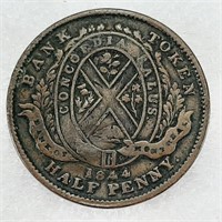 Pièce ½ Penny 1844 CANADA, Bank of Montreal