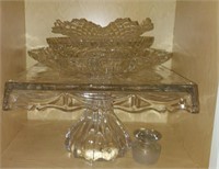 GLASS CAKE STAND AND PLATTERS