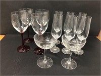 Red Stem wine, 6 Flutes & 2 open Champagne