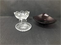Awesome Purple dish, Crystal bowl and nut dish