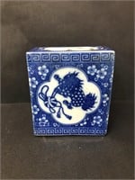 Blue & White Lion Porcelain Opium Pillow