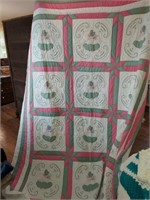 HAND EMBROIDERD QUILTED AND APPLIQUE QUEEN