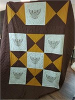 HAND QUILTED AND EMBROIDERED BICENTENNIAL DOUBLE