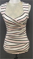 Whbm Tank Top Sz S Striped Subtle Ruffles