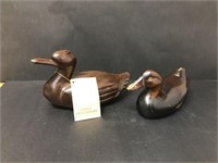 Two solid wood ducks (one as is)