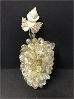 Glass grape cluster with silver tone leaves