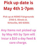 PICK UP DATE MAY 4th 1-7pm