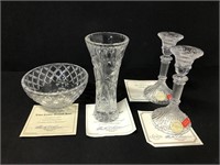 Lenox Crystal Bowl, Vase & Candle Sticks