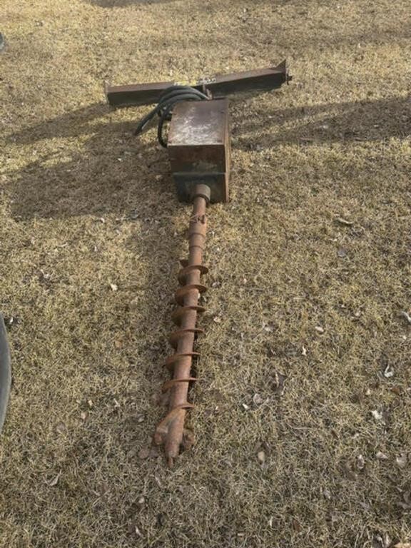 drill auger/skid steer attachment, w/ 5 ft bit