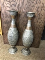 Pair of 34" Tall White Copper vases