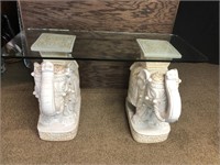 Pair of 2' tall Elephant tables - trunk up for luc