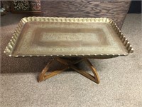 Brass Tray Table with folding base - mid century