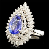 14K Gold Ring with 4.32ct Tanzanite & 1.38ctw Diam