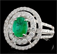 1.15ct Emerald & 1.14ct Diamond Ring in 14K WG
