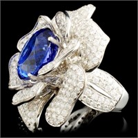 18K Gold Ring w/ 9.35ct Tanzanite & 5.52ctw Diam