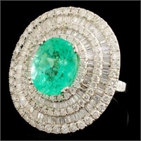 4.58ct Emerald & 3.22ctw Diamond Ring in 18K Gold