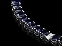 14k Gold Necklace 55ct Sapphire & 1.3ct Diam