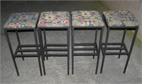 Set of 4 high quality all metal stools with uphols