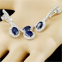 17.00ct Sapphire & 1.51ctw Diam Earrings - 14K Gol