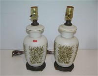 Pair of antique gold gild decorated table lamps