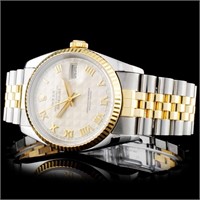 36mm Rolex DateJust with Ivory Pyramid Dial YG/SS