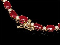 27ct Ruby & 1.25ct Diamond Necklace in 14k Gold