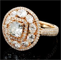 18K Diamond Ring with 3.49ctw in Rose Gold