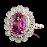 18K Rose Gold Sapphire 2.96ct and Diam Ring 0.97ct