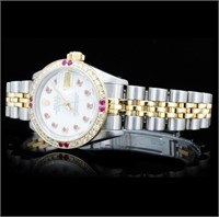 Diamond Ladies Rolex YG/SS DateJust Watch 1.00ct