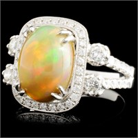 3.18ct Opal and 1.08ctw Diam Ring in 14K Gold
