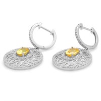 2.00ct Sapphire & 0.80ct Diam 14K Gold Earrings