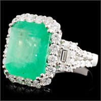 18K Gold Ring: 7.93ct Emerald, 1.67ctw Diamonds