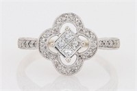 .30 Ct Diamond Clover Style Cluster Ring 14 Kt