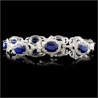 12.65ctw Sapphire & 2.65ctw Diam Bracelet in 14K G