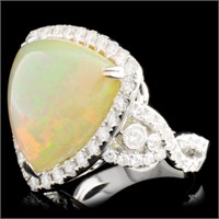 18K Gold Opal Ring w/ 9.32ct & 1.25ctw Diamonds