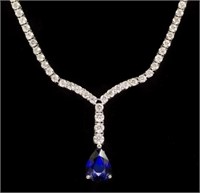 $ 18,775 1.61 Ct Sapphire 4.20 Ct Diamond Necklace