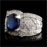 14K WG 2.50ct Sapphire & 1.36ct Diamond Ring