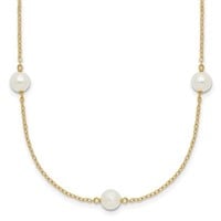 14 Kt Round Freshwater Cultured Pearl Necklace