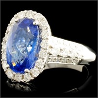 18K Gold Ring with 3.19ct Sapphire & 0.73ctw Diam