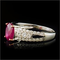1.44ct Ruby & 0.42ctw Diamond Ring in White Gold