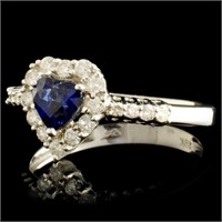 0.67ct Sapphire & 0.34ctw Diamond Ring in 18K Gold