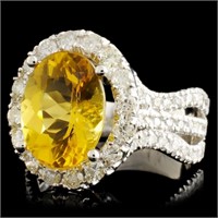 14K Gold Ring 3.49ct Beryl and 1.35ctw Diamonds