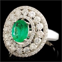 0.66ct Emerald & 1.02ctw Diamond Ring in 18K Gold