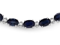 Sapphire & Diam Necklace: 25.00ct & 1.00ct 14k Gol