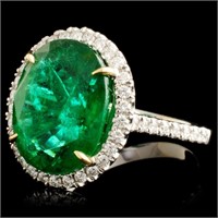 7.80ct Emerald & 0.44ctw Diamond Ring - 14K Gold