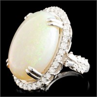 18K Gold Opal & Diamond Ring, 21ct & 1.68ct