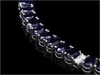 55ct Sapphire & 1.3ct Diam Necklace in 14k Gold